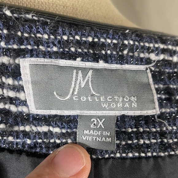 JM Collection Blazer Women's Marled Knit Grey Stripe Work Office Modern Size 2X - Picture 6 of 9